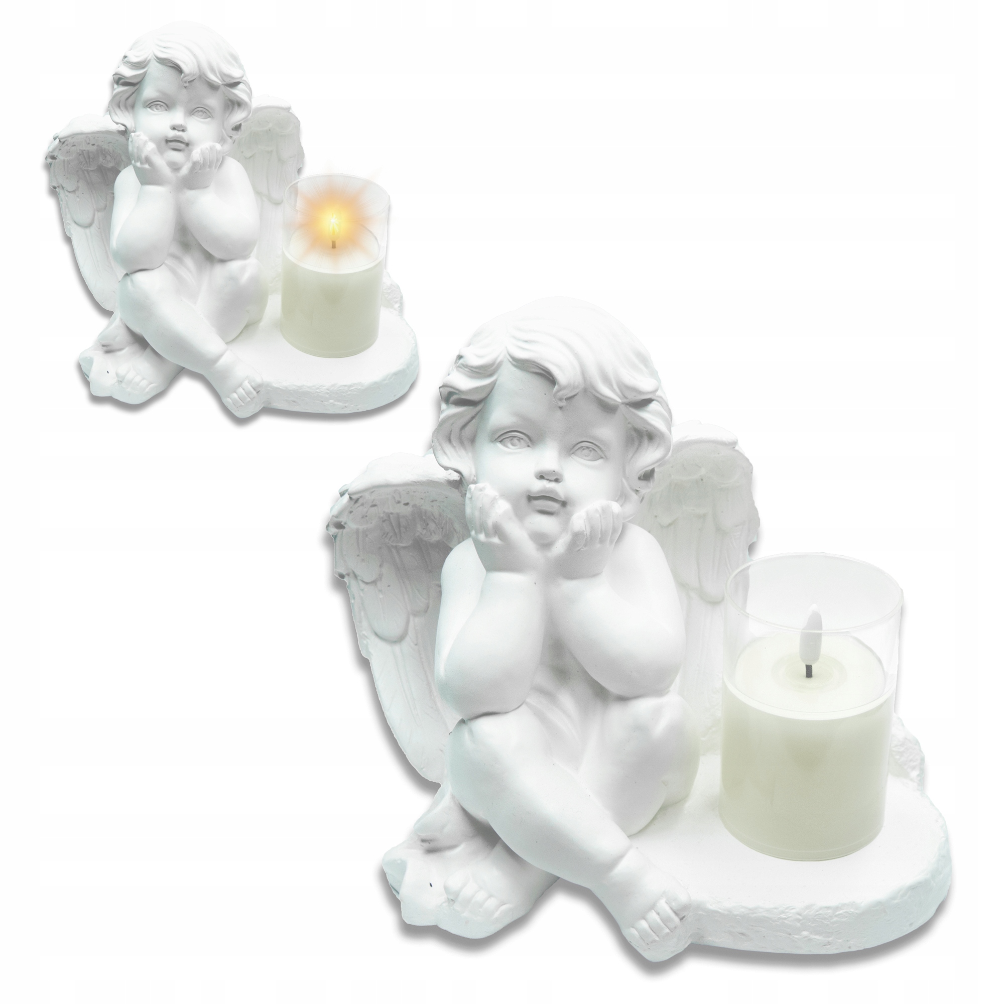 ZNICZ GIPSOWA FIGURKA NAGROBNA LAMPA LED 3XAAA