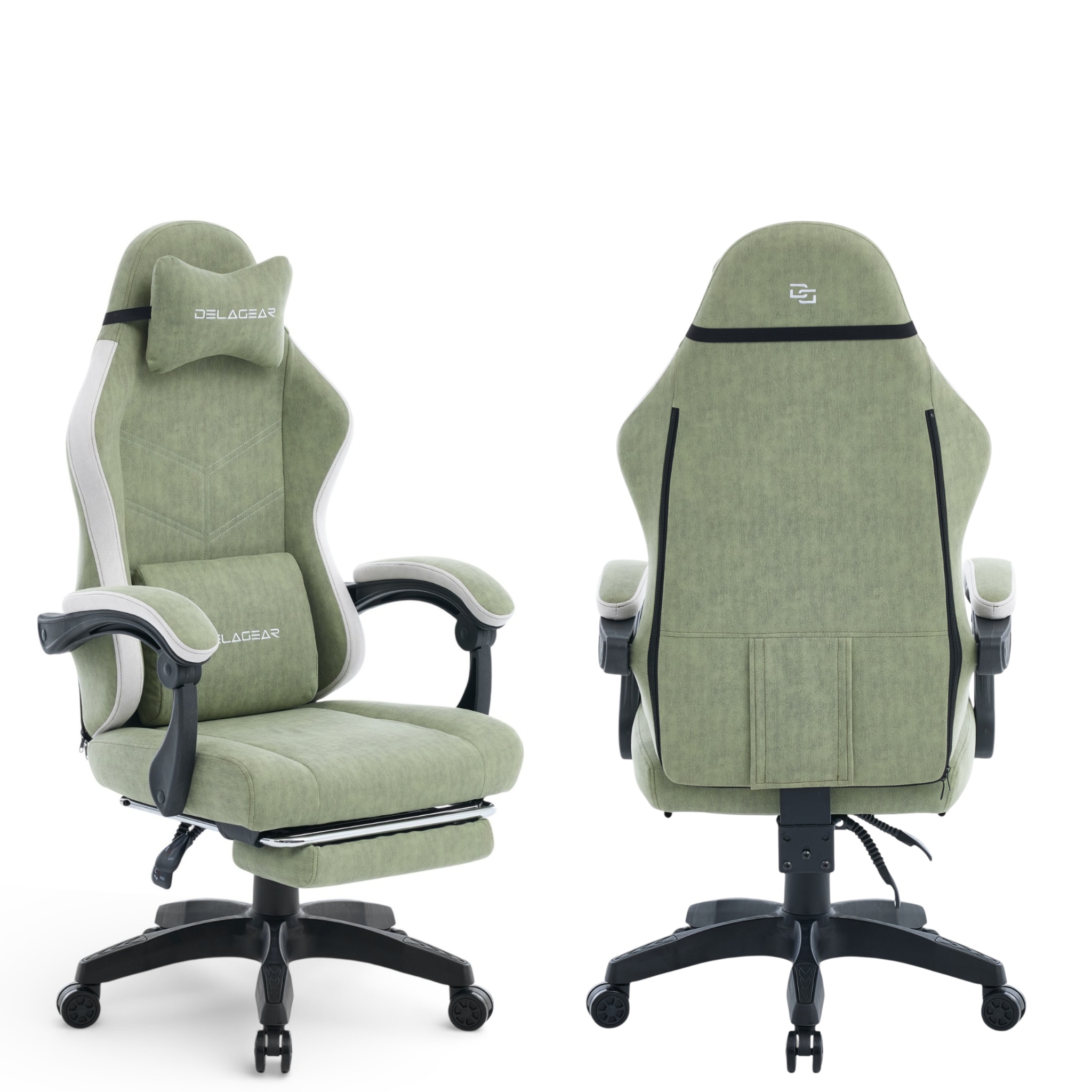 Fotel Biurowy Gamingowy Delagear G 325 Zielony Materiałowy Obrotowy
