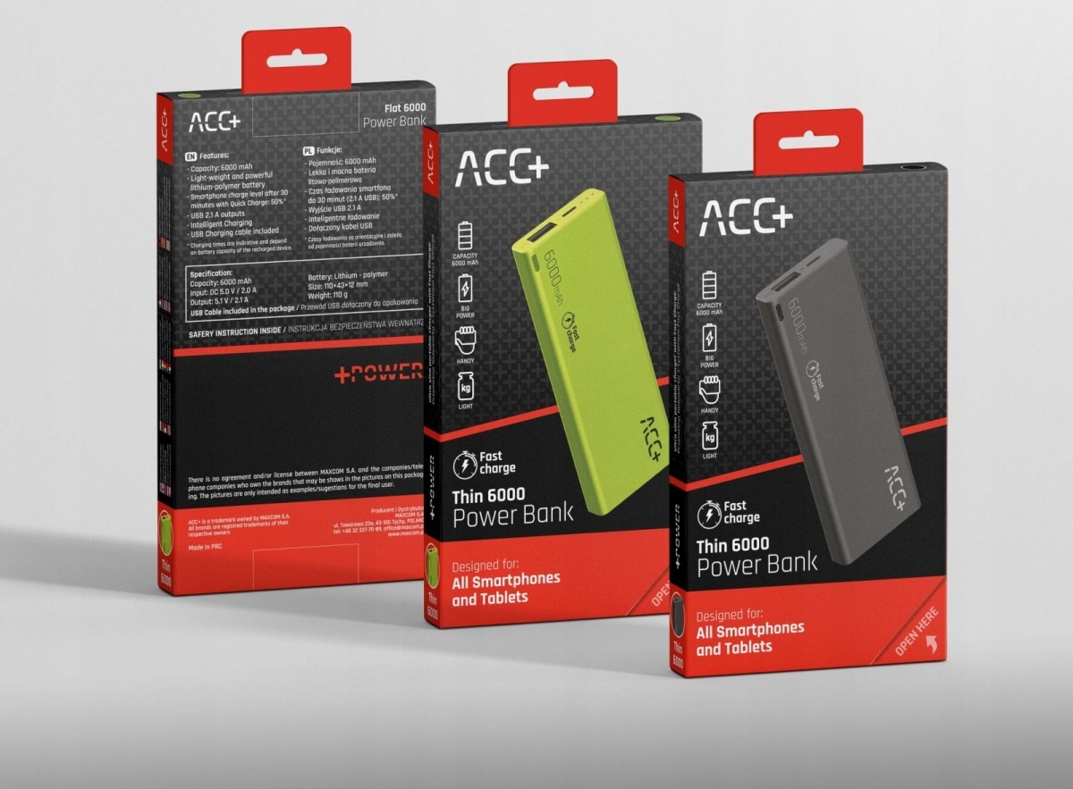 

Powerbank Acc+ Thin 6000 mAh zielony