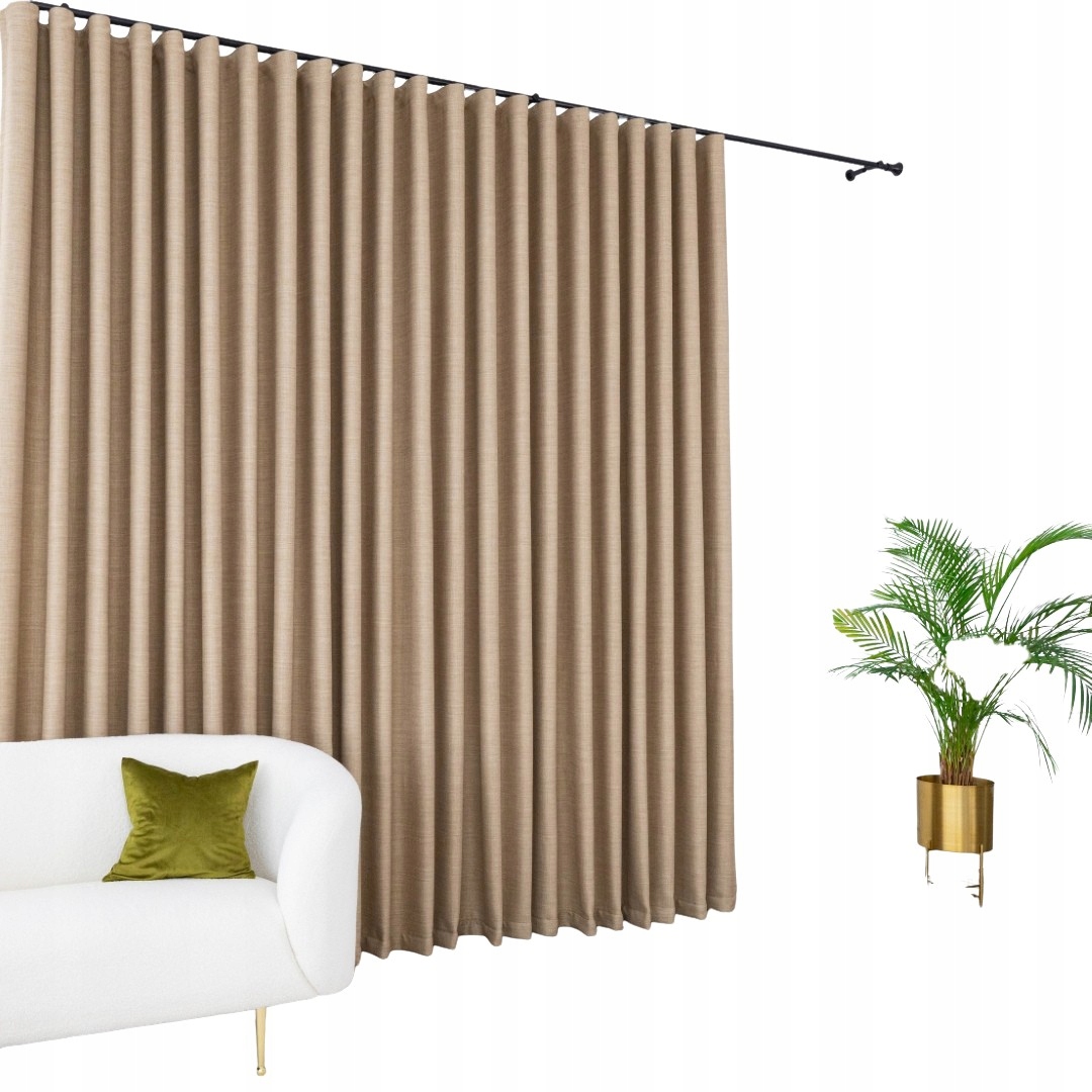 Široký Zatmavovací Záves Tmavý Bežový 160 CM Šírka X 240 CM Výška. Zatmavuje 80%