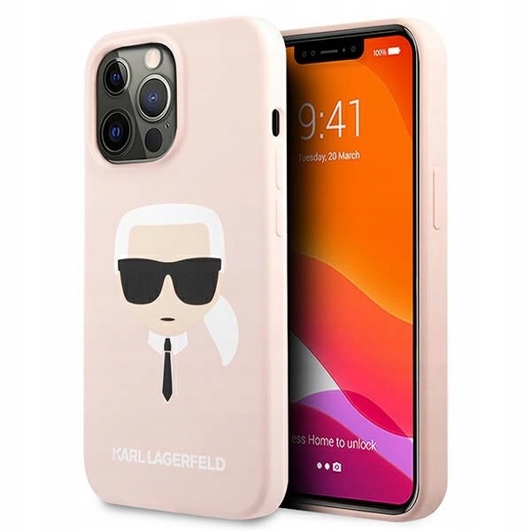 Pouzdro Karl Lagerfeld Silicone Karl`s Head pro iPhone 13 Pro Max 6,7" světle šedé