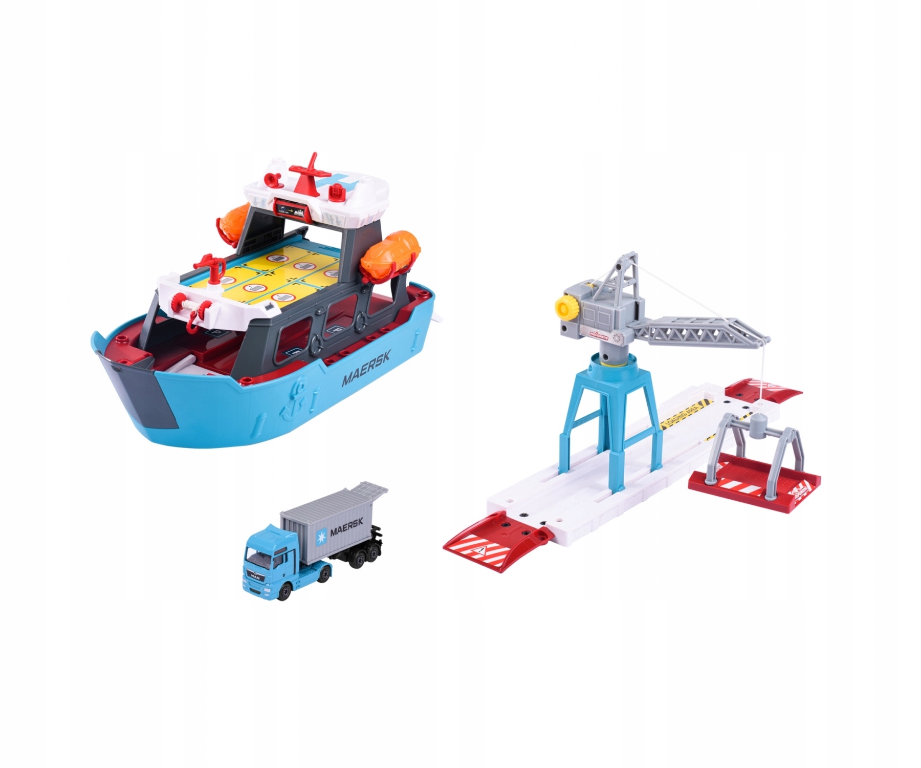 MAJORETTE ZESTAW MAERSK STACJA PORTOWA + ŁÓDZ + POJAZD
