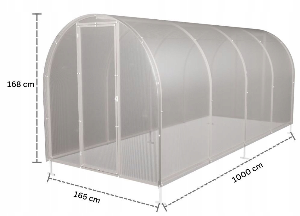 Mała Szklarnia z poliwęglanu ogrodowa 1,65x10 m profile 20x20 poliwęglan 6m Kod producenta 1,65x10-20x20-6