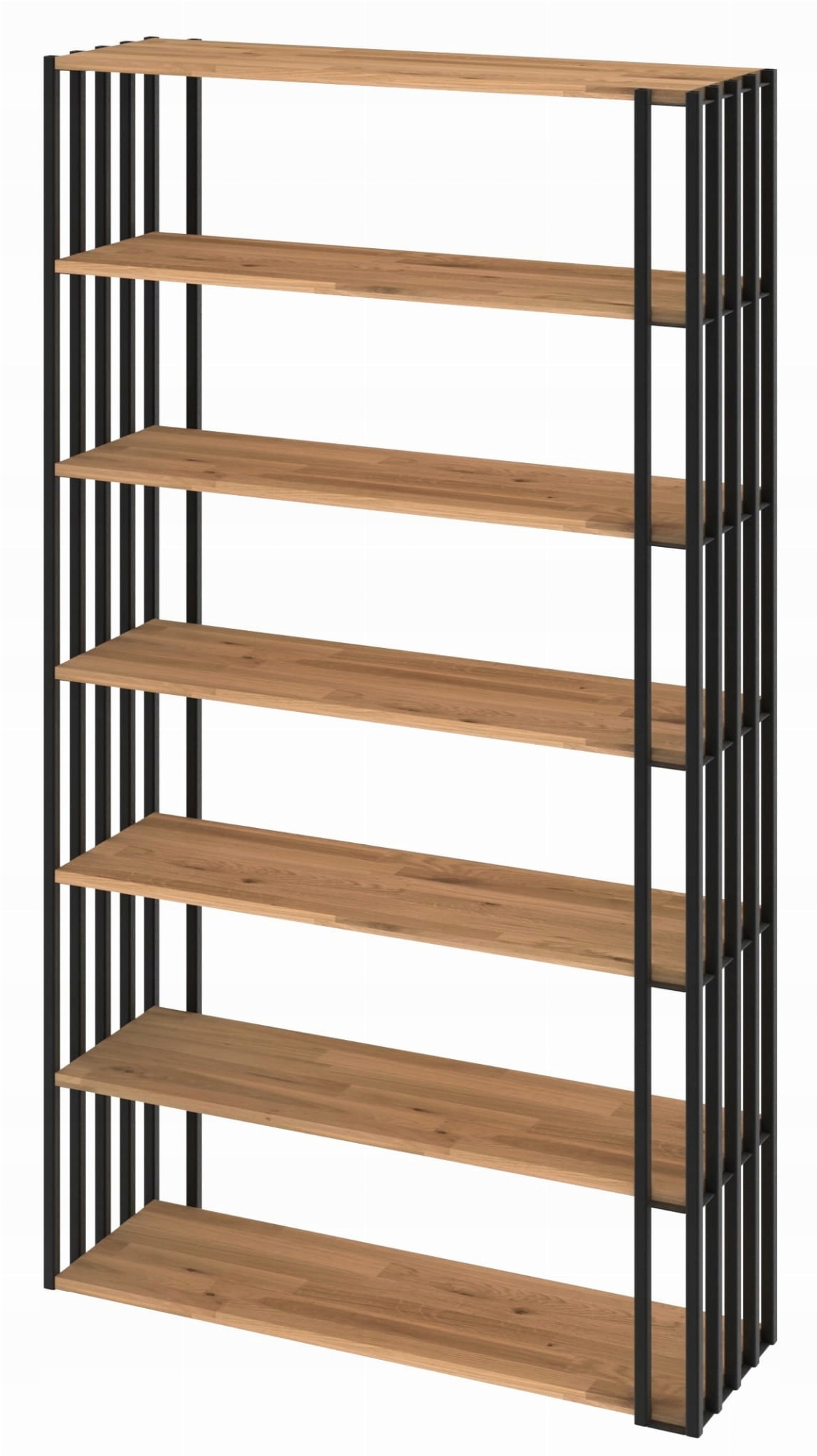 Regál z kovu a dubového dřeva Malaga Loft 182x64x30 cm D7