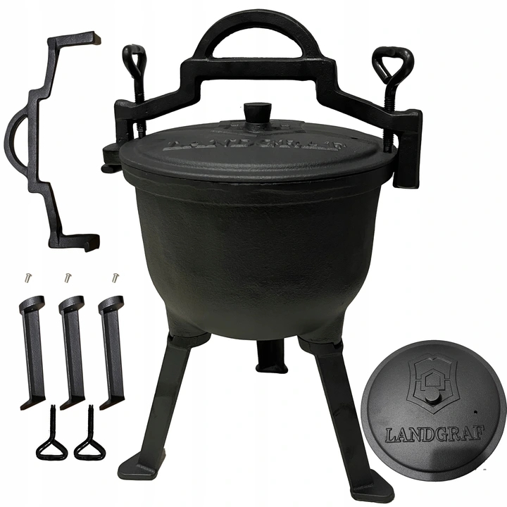 Kociołek Żeliwny 8L Węgierski Myśliwski Garnek Na Ognisko Grill