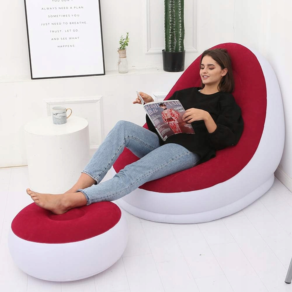 Pohodlné Lehátko Premium Nafukovací Křeslo Na Pláž Do Zahrady Podnožka