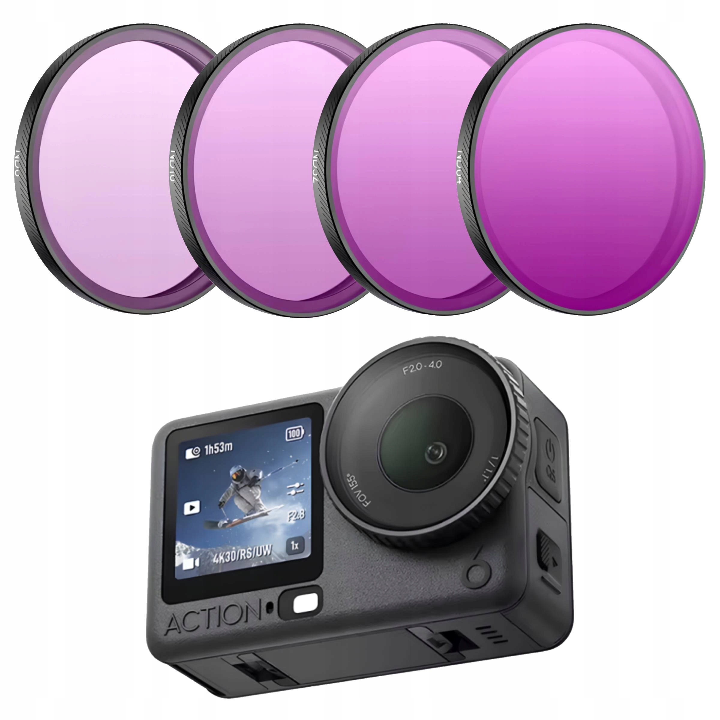 Sada 4 šedých filtrů pro kameru Dji Osmo Action 6 ND8 ND16 ND32 ND64