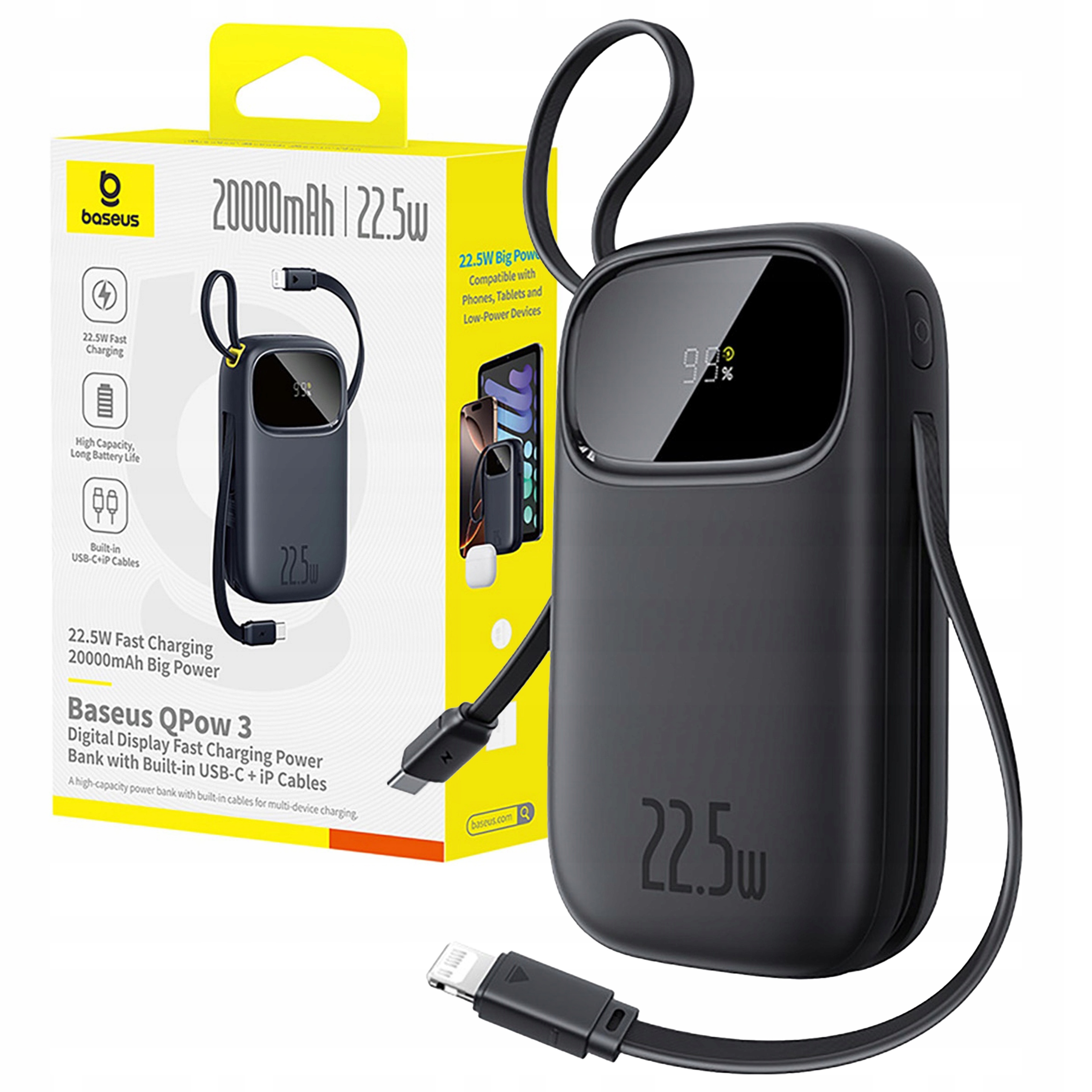 Rychlá Powerbanka Baseus 20000 mAh 22.5W Usb-c Lightning Pro Iphone A Android