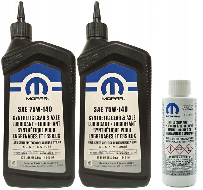 ZESTAW MOPAR OLEJ 75W140 2x0,946l +TYLNY MOST LSD