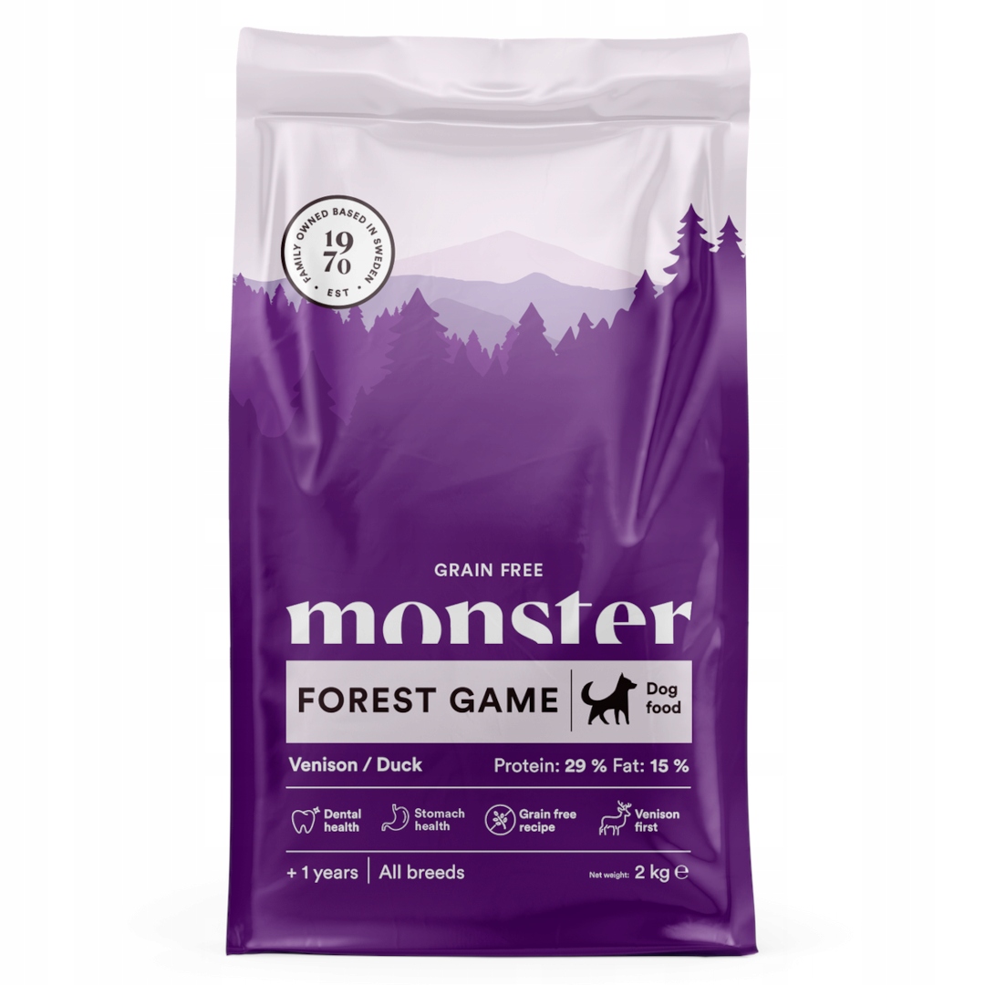 Levně Monster Dog Forest Game 2kg Bezobilné suché Krmivo pro psa Zvěřina Kachna