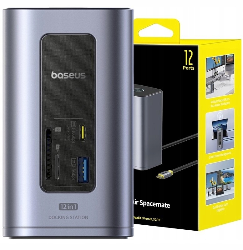 Baseus Air Spacemate 12w1 Usb-c 2xHDMI 4K@60Hz 2xUSB-C 10Gb/s