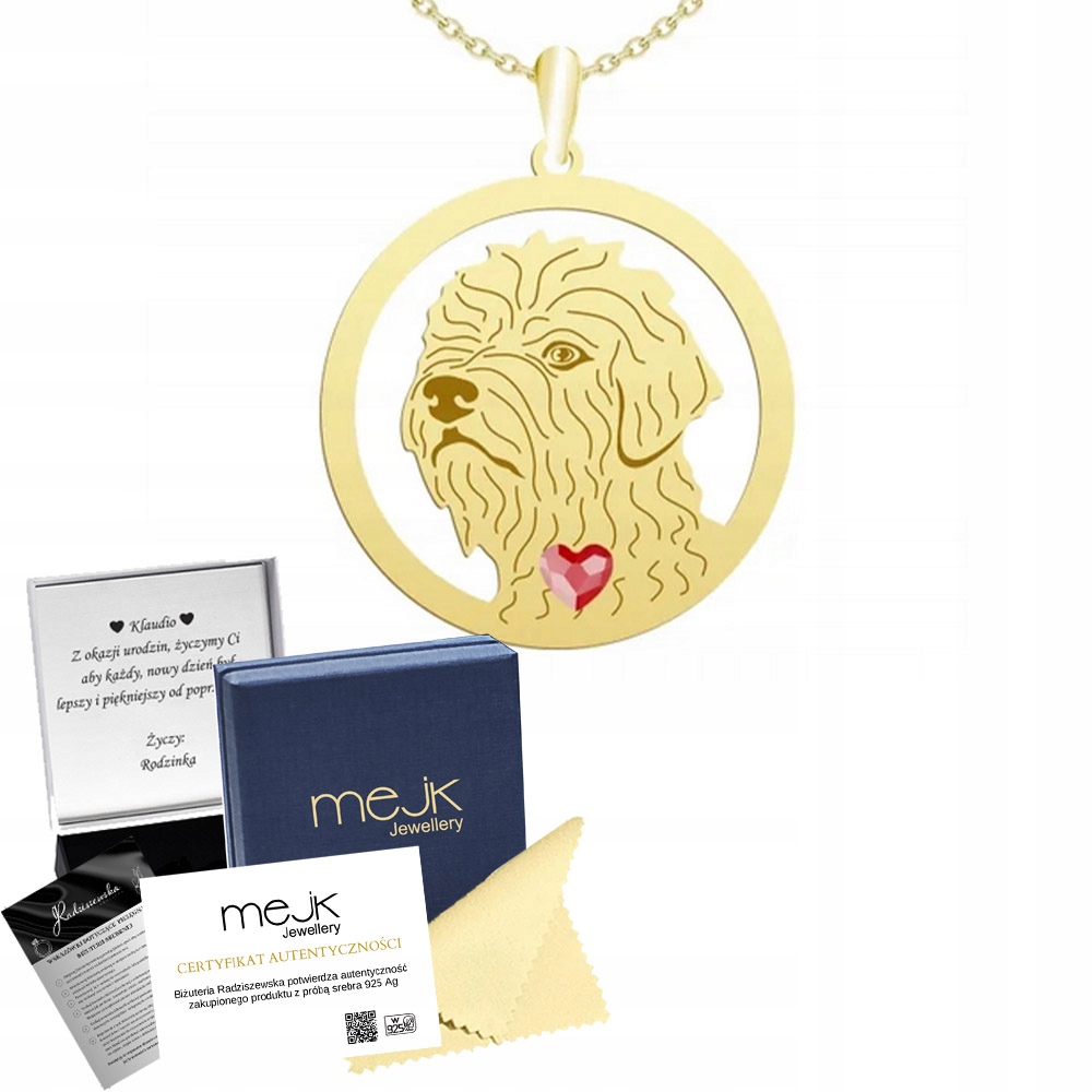 Zlatý náhrdelník s irským psem Glen of Imaal Terrier 925 Řetízek Gravírování