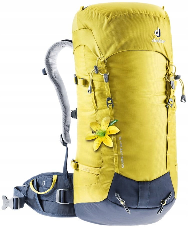 Plecak Deuter Guide Lite 22 Sl greencurry-navy z kwiatkiem żółty