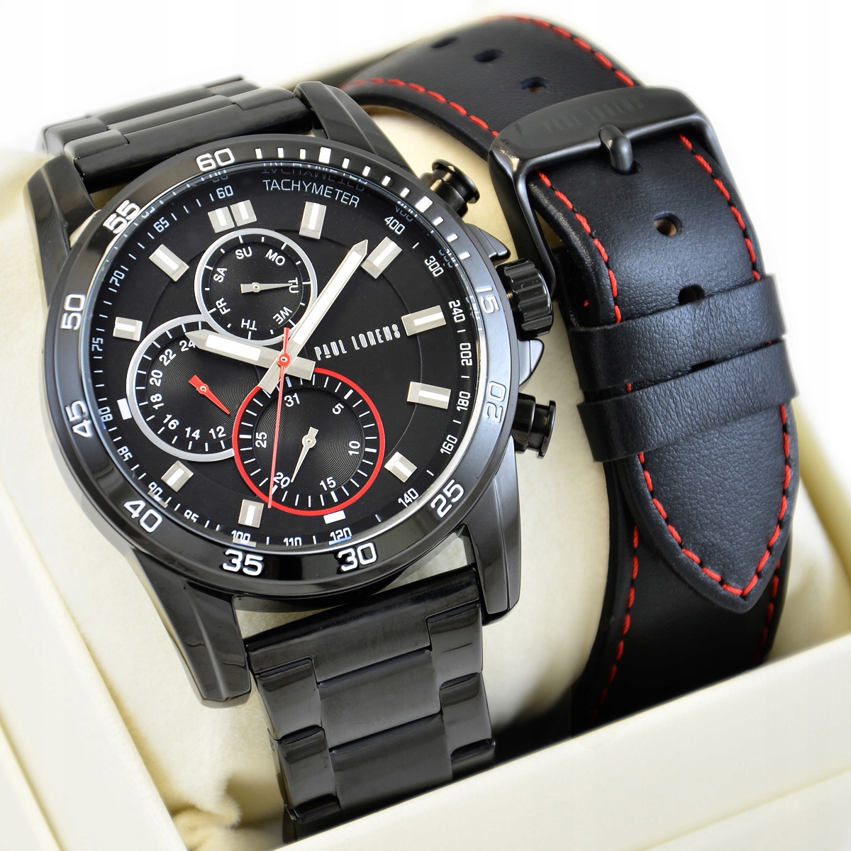 Pánské hodinky Paul Lorens Matias 9753A8-1A1 Datumovka 2 Řemínky Gravírování