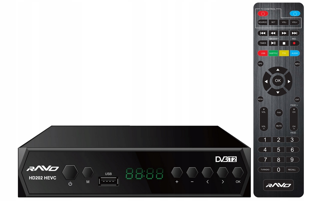 Dekoder/Tuner DVB-T2 Ravo HD202 HEVC z WIFI!!! Kod producenta HD202 HEVC
