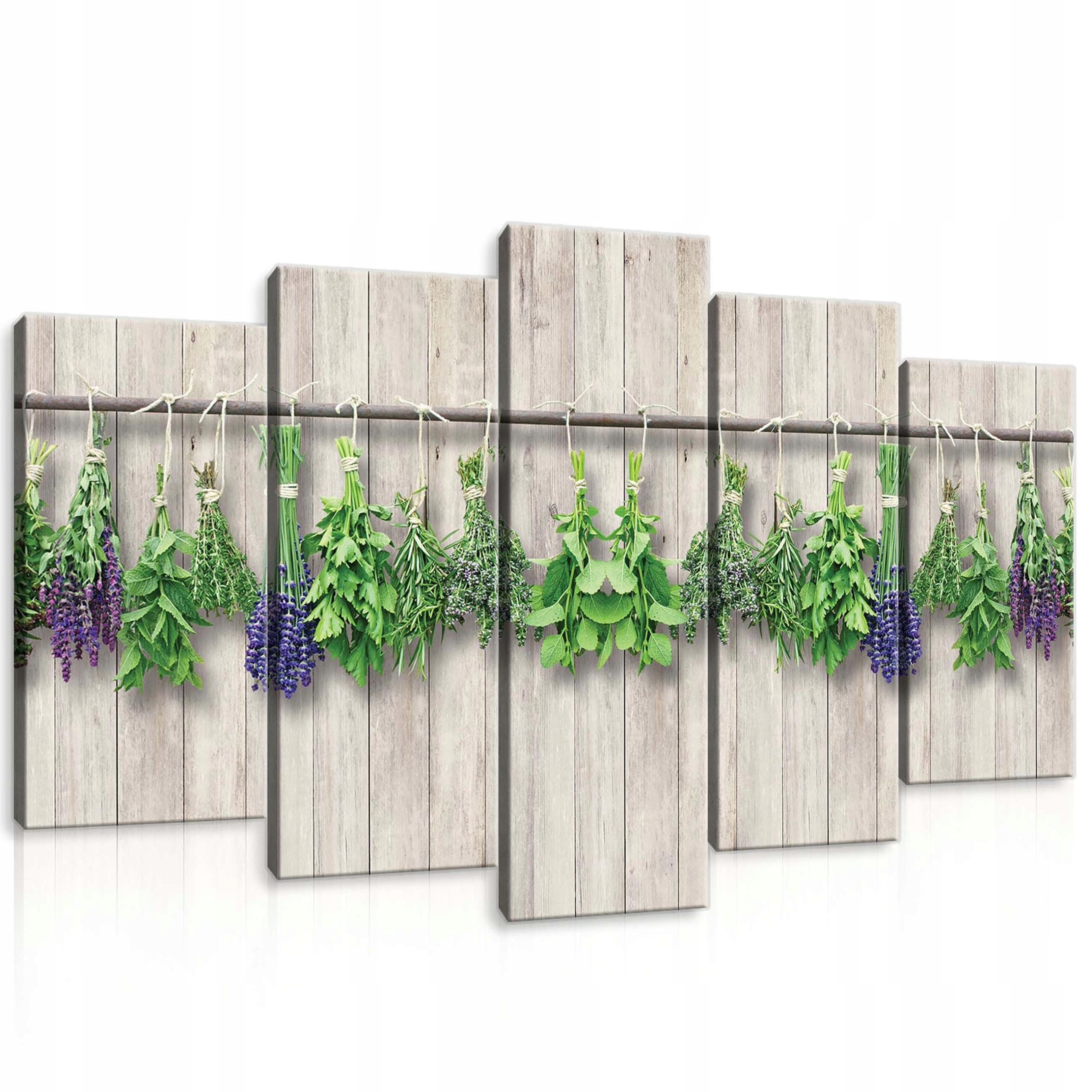 Obraz 100x60 Sušené bylinky levandule zeleň dřevěné pozadí ekologická přirozenost