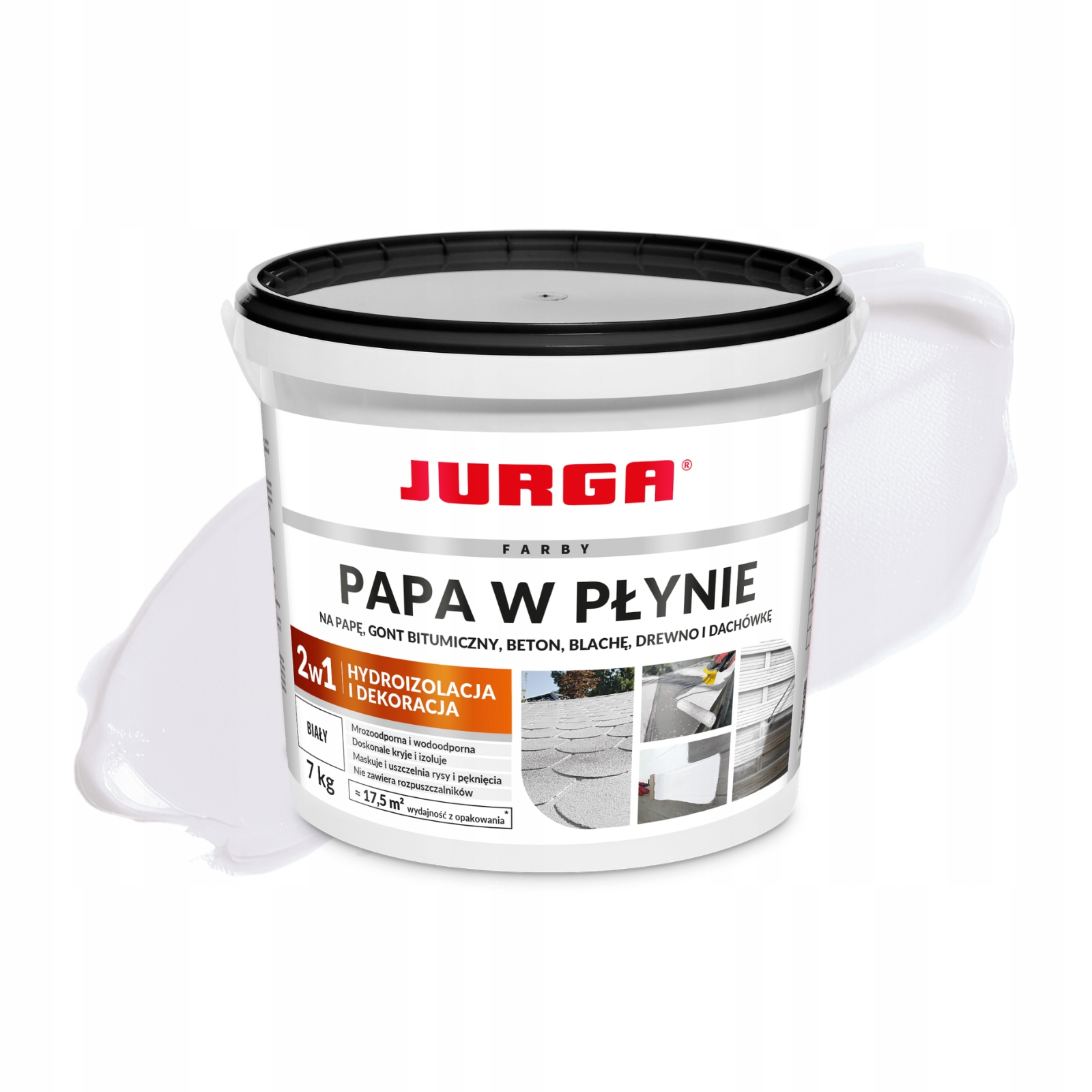 Papa w płynie uniwersalna Biała Farba dachówka Blacha gont Ogrodzenie 7kg