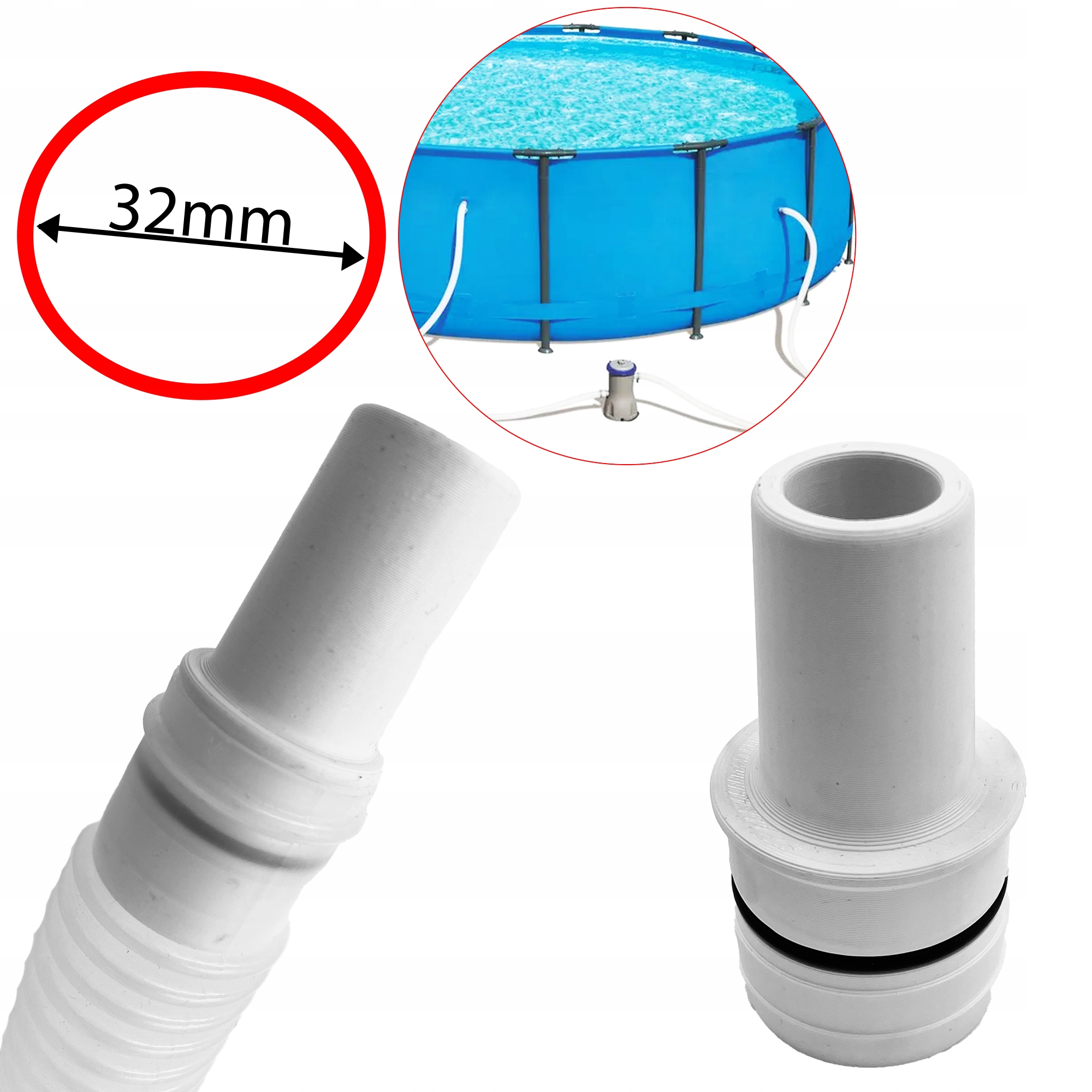 ZŁĄCZKA SKIMMERA ODKURZACZA DO WĘŻA RURY BASENOWEJ 32mm INTEX BESTWAY EAN (GTIN) 5906555198511