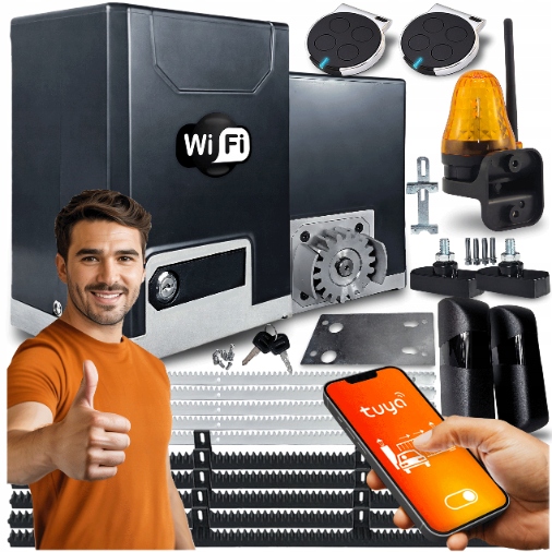 Zestaw Napęd Do Bramy Przesuwnej 600 Lampa listwy piloty Wifi Tuya automat