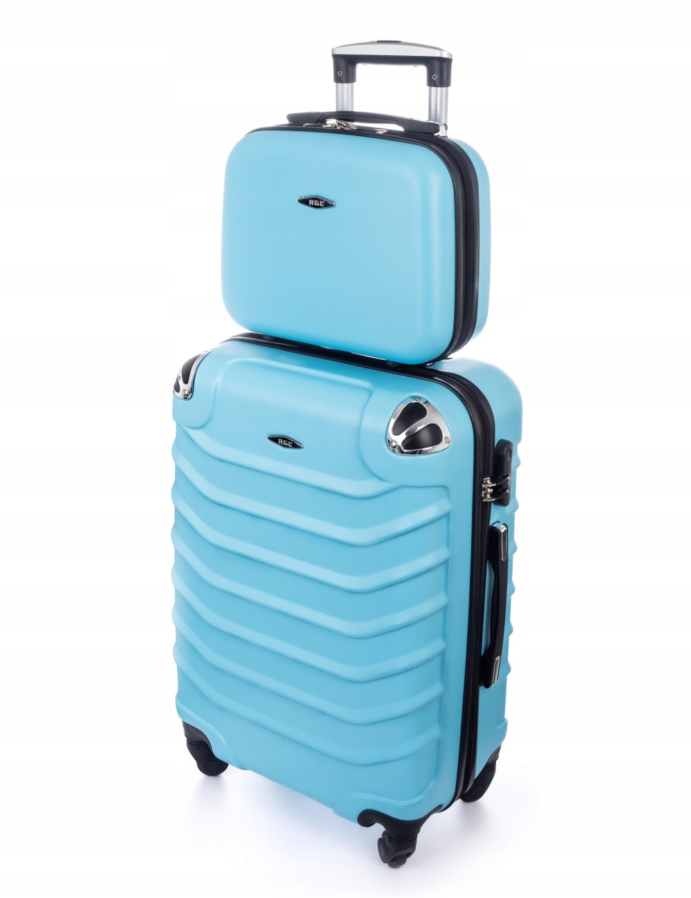 Zestaw Mała Walizka Kabinowa Kuferek 2W1 Twarda Abs Niebieski 730 Rgl