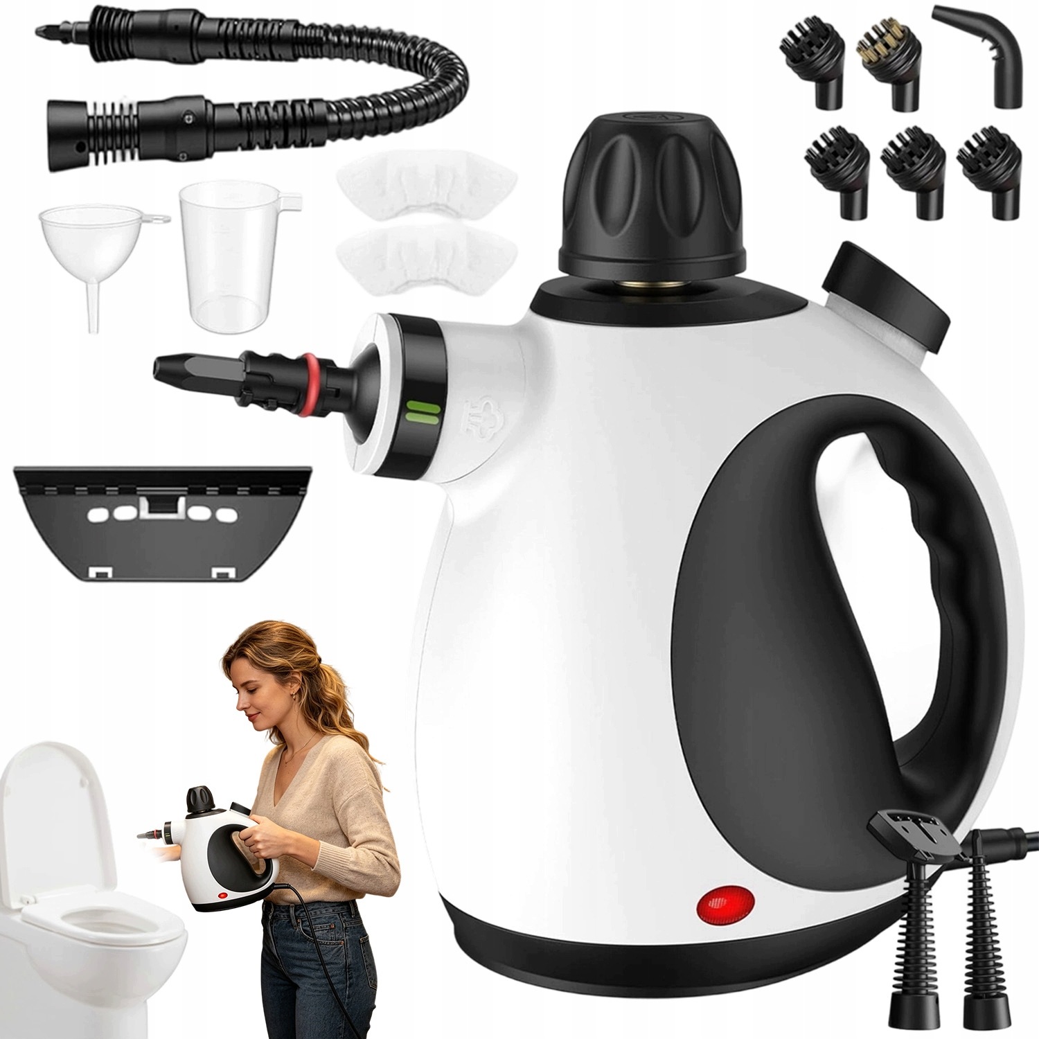 Parní Čistič Mop Ruční Napařovač Do Auta Oken, Spáry, Čalounění 1050 W