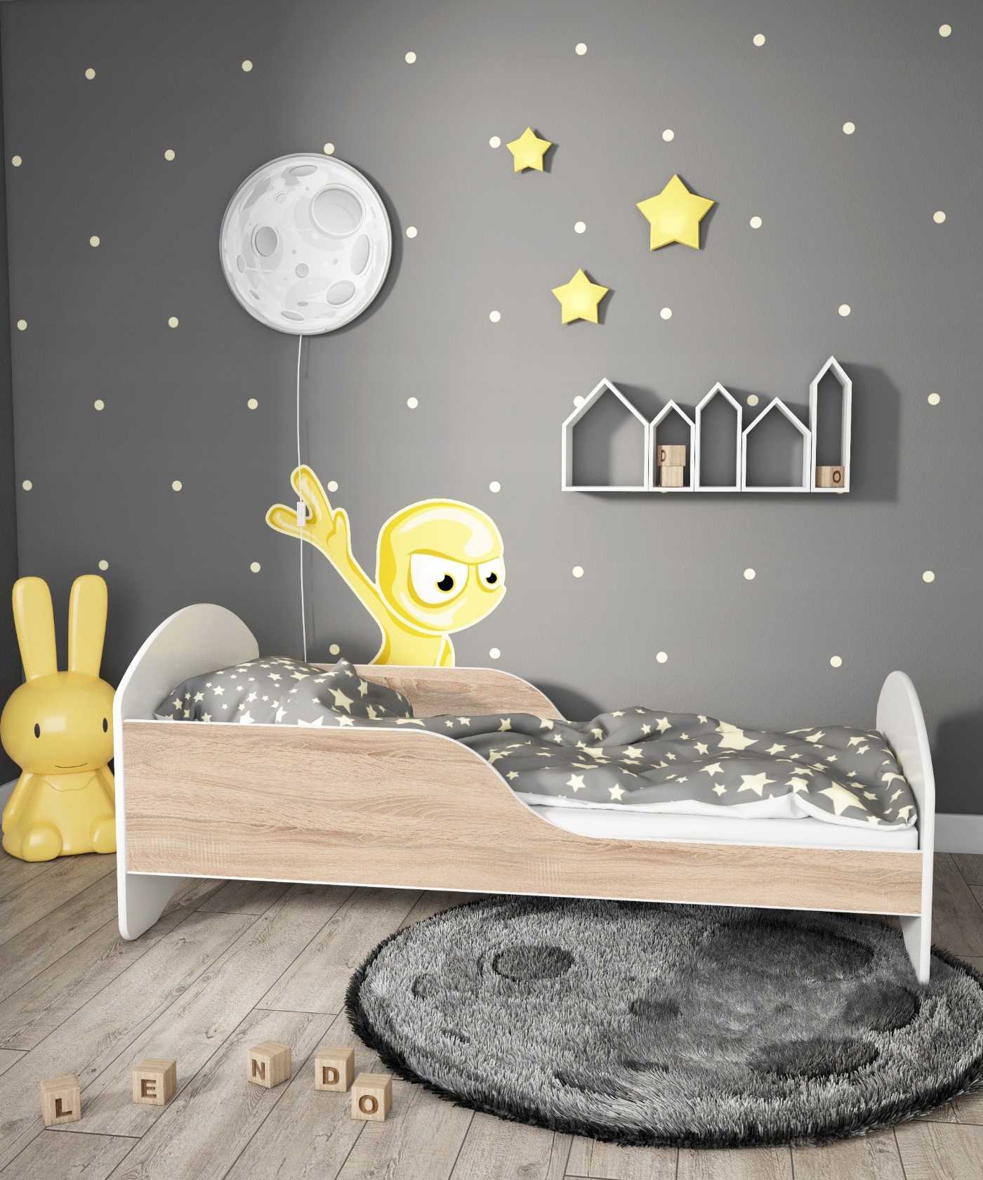 Łóżko dziecięce LEO2 160x80 biało-sonoma Stan opakowania oryginalne