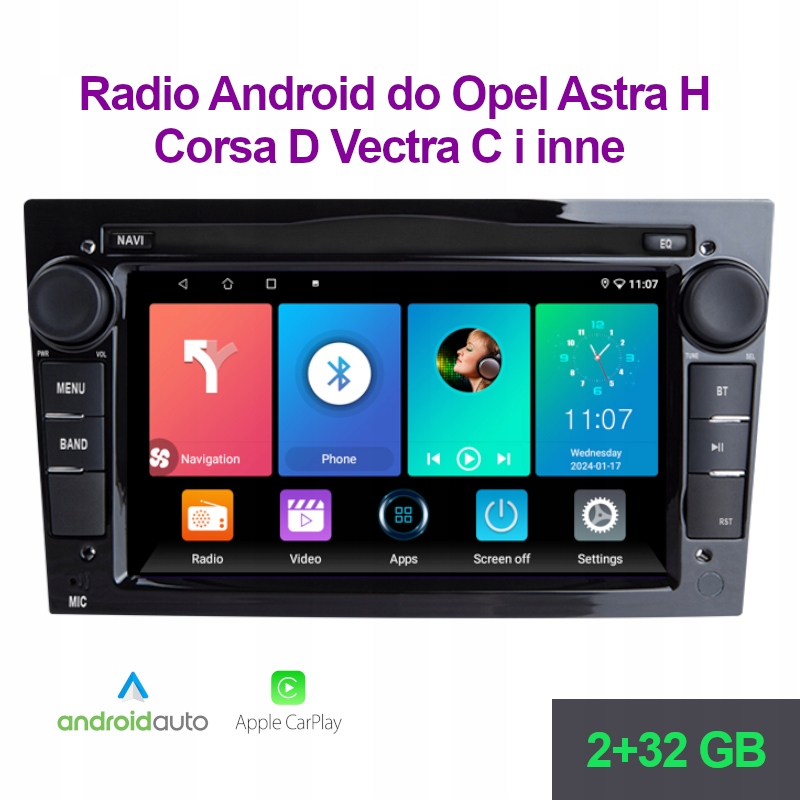 Radio samochodowe Revelti Opel Corsa D Astra H Wi-Fi Carplay Piano Black
