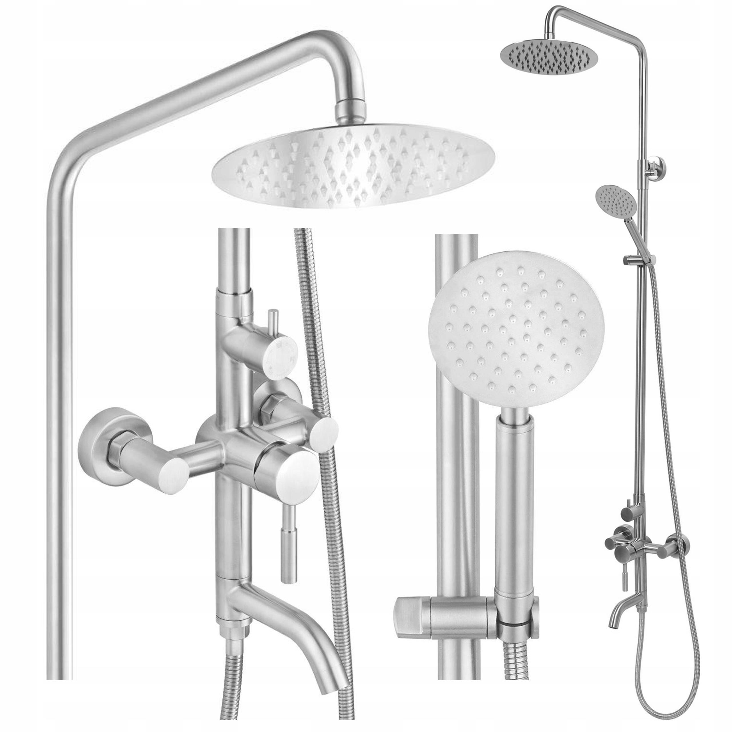 Kúpeľňová sprchová súprava na omietku s batériou a dažďovou sprchou Inox