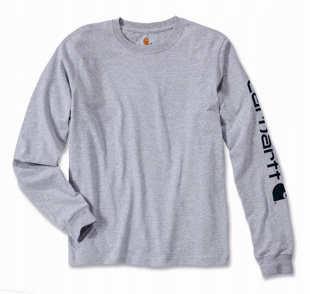 Carhartt tričko pánské s dlouhým rukávem bavlna šedá bez vzoru velikost L šedá