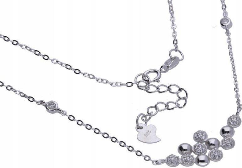 Stříbrný náhrdelník 925 kuličky se zirkony 2,80 g, elegantní módní vzor