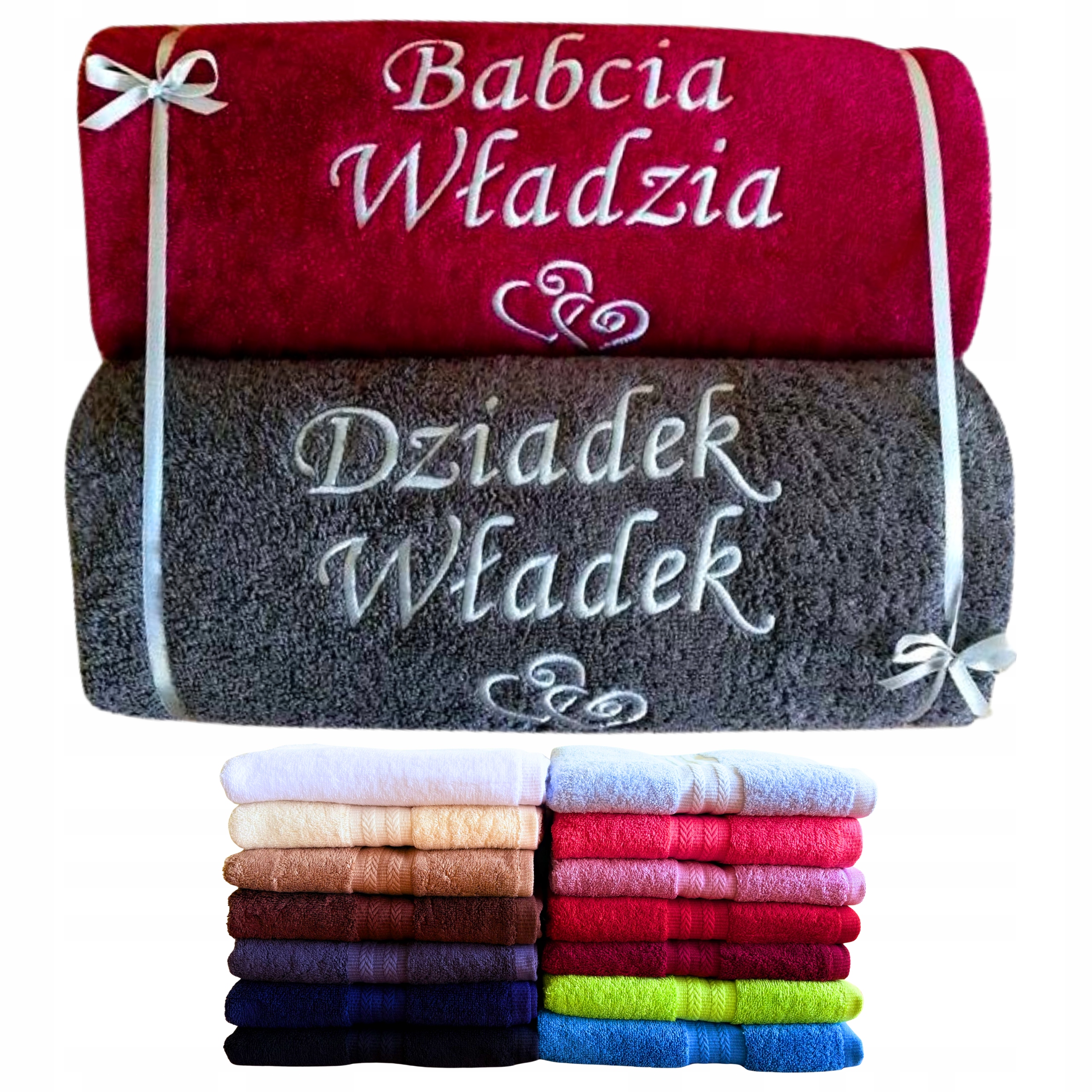 Dárek ke Dni babičky a dědečka od vnučky vnuka, Ručníky s gravírováním, výšivka