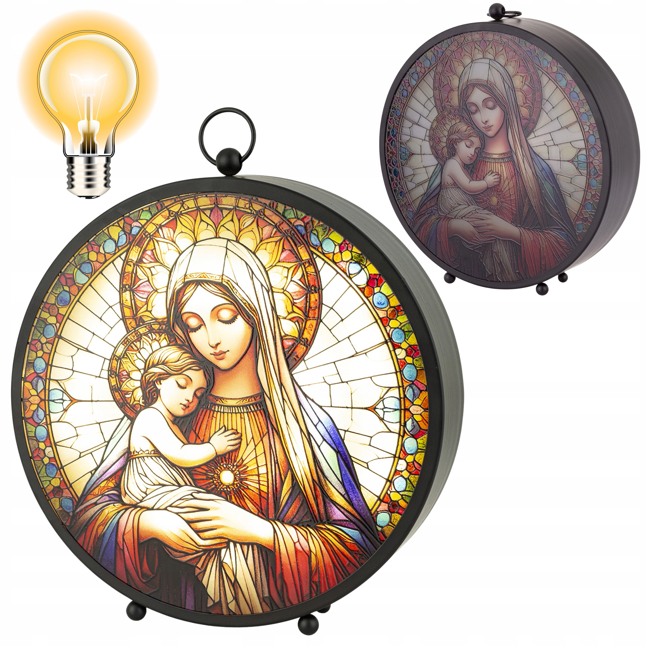 Dekorativní ozdoba Maria a Ježíš led na beterie vitráže vánoční Dárek