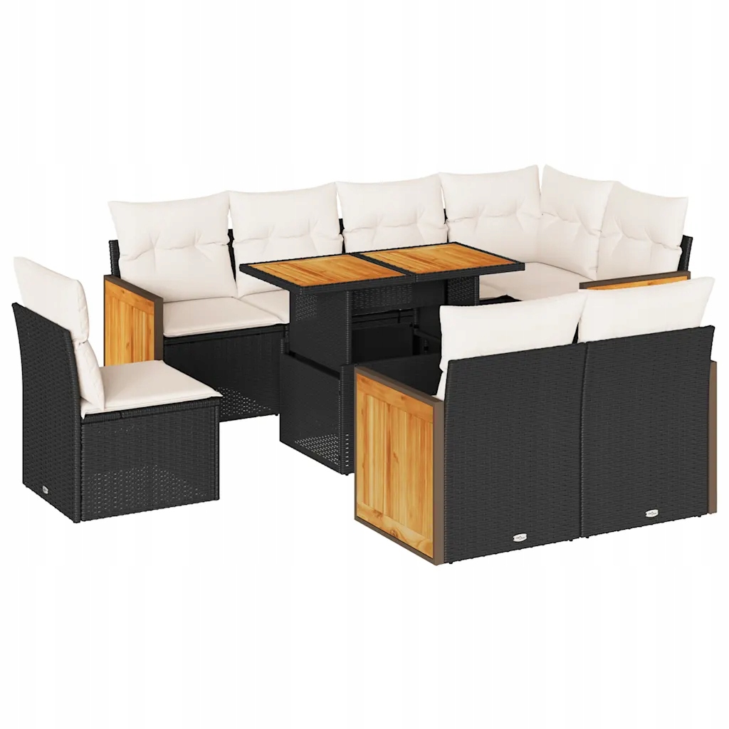 Modulární zahradní nábytek Pe ratan, černý, 55-100 x 55-62 x 4