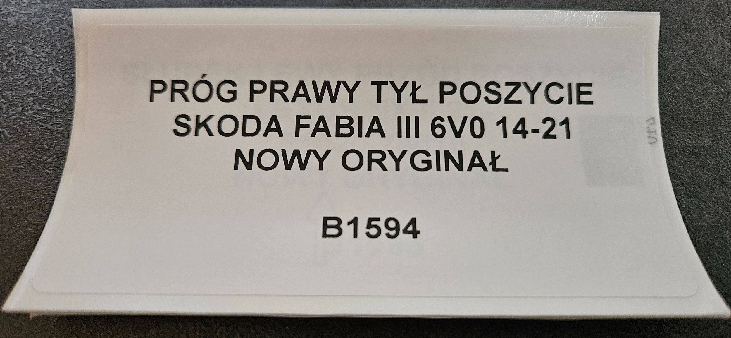 threshold right rear part side SKODA FABIA III 6V0 14-21 new original