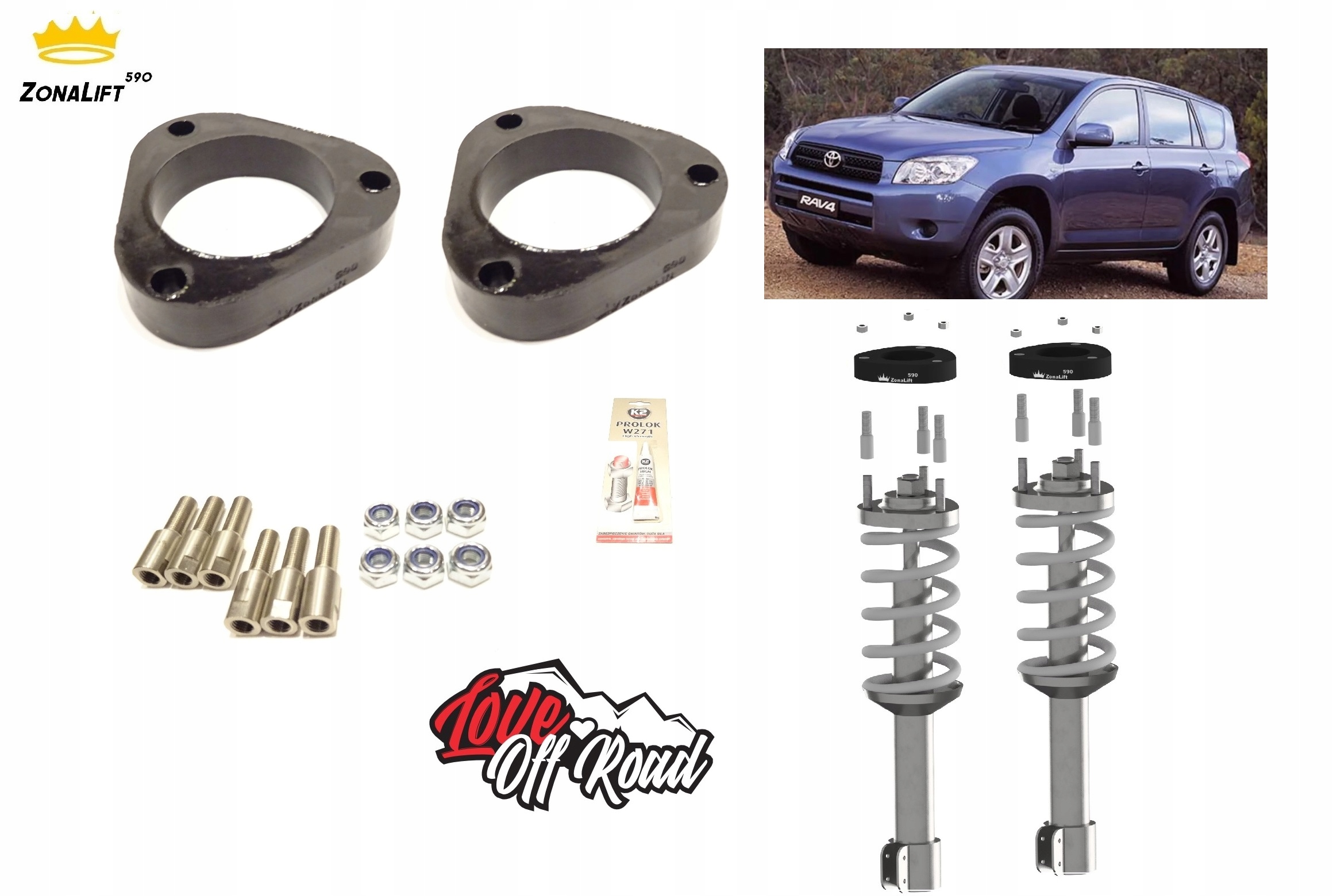 590 - TOYOTA RAV4 IV 4 ПОДЪЕМНАЯ ПОДВЕСКА ПЕРЕДНЯЯ + 30/50