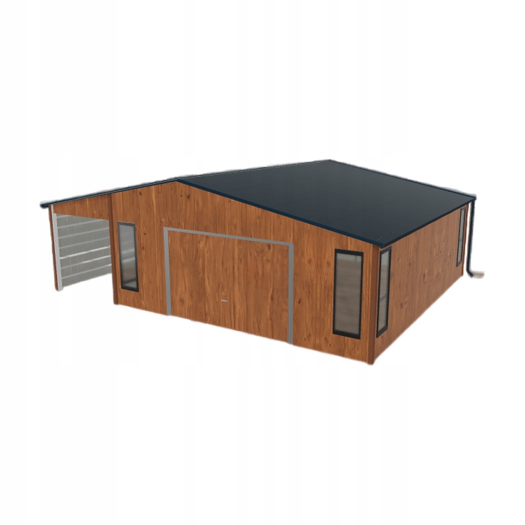 Plechová garáž 6x6.5 m s přístřeškem Zlatý dub