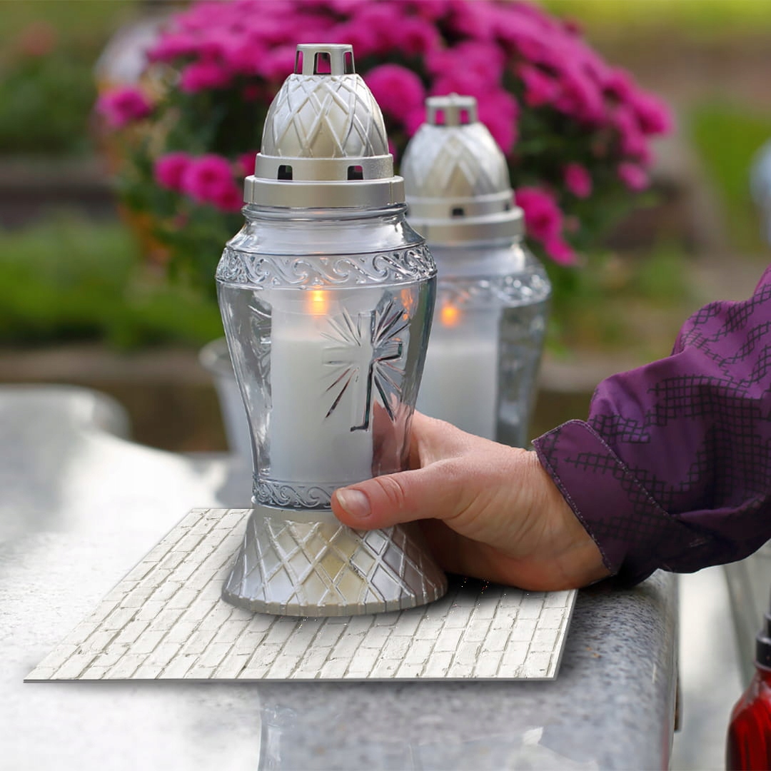 SZKLANA PODSTAWKA POD ZNICZE 30x30cm Cegły 349f Szerokość produktu 30 cm