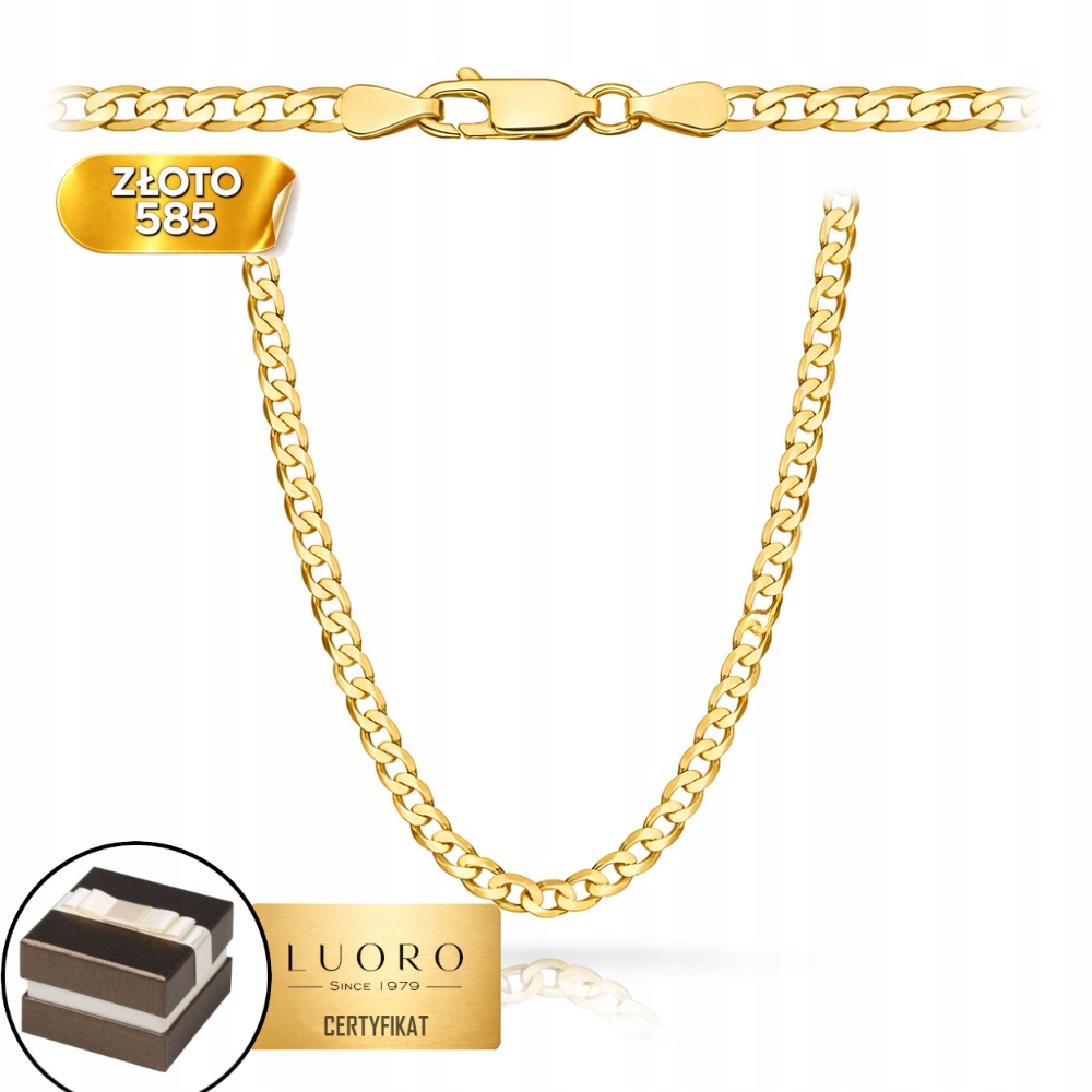 Řetízek Zlatý 585 14K Vazba Pancíř Hladký 60 CM Elegantní Dárek