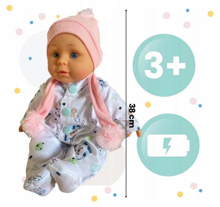 BOBAS LALKA Z DŹWIĘKIEM PIOSENKAMI I ZDANIAMI 38CM Kolor różowy