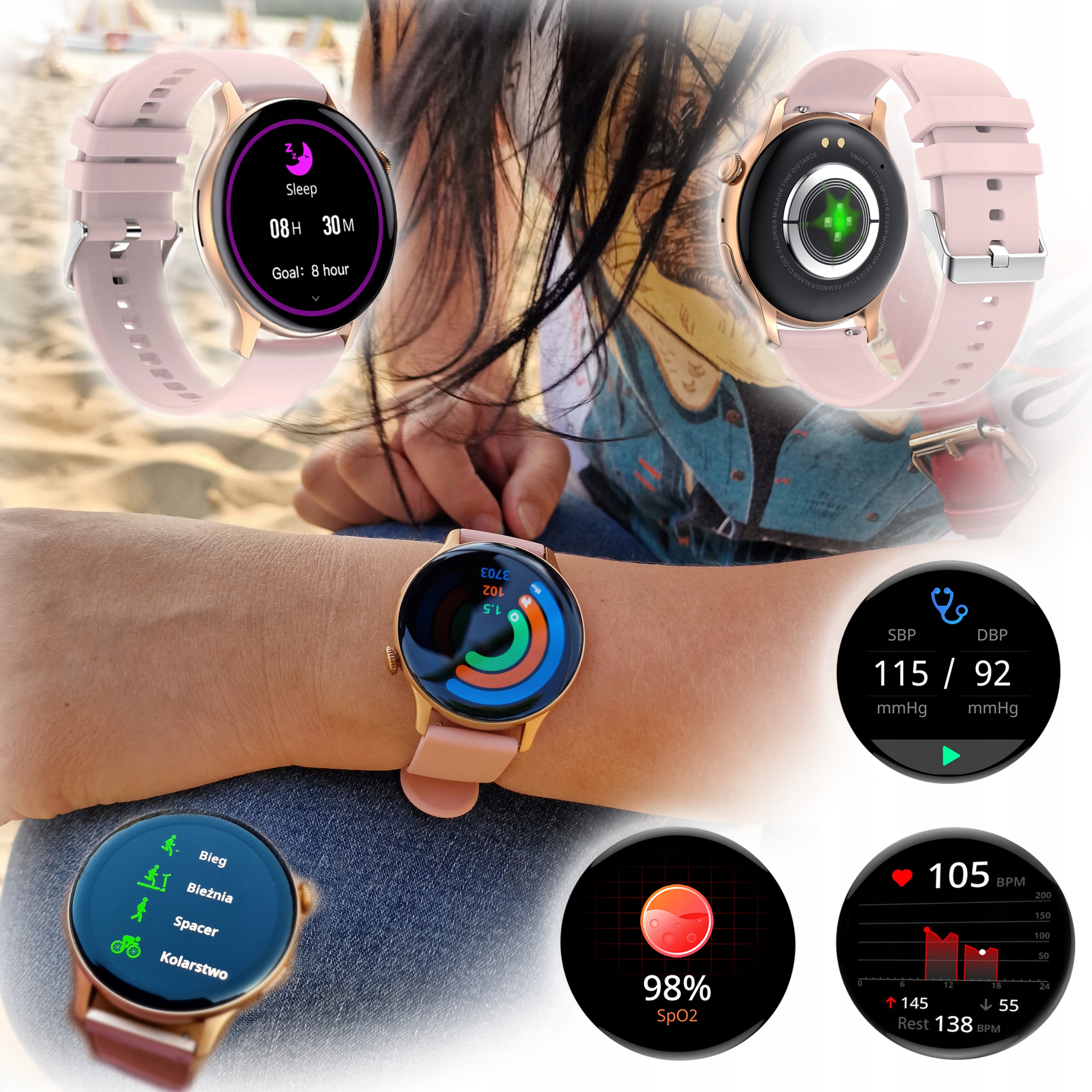 SMARTWATCH DAMSKI DLA KOBIETY ROZMOWY AMOLED Rodzaj cyfrowe
