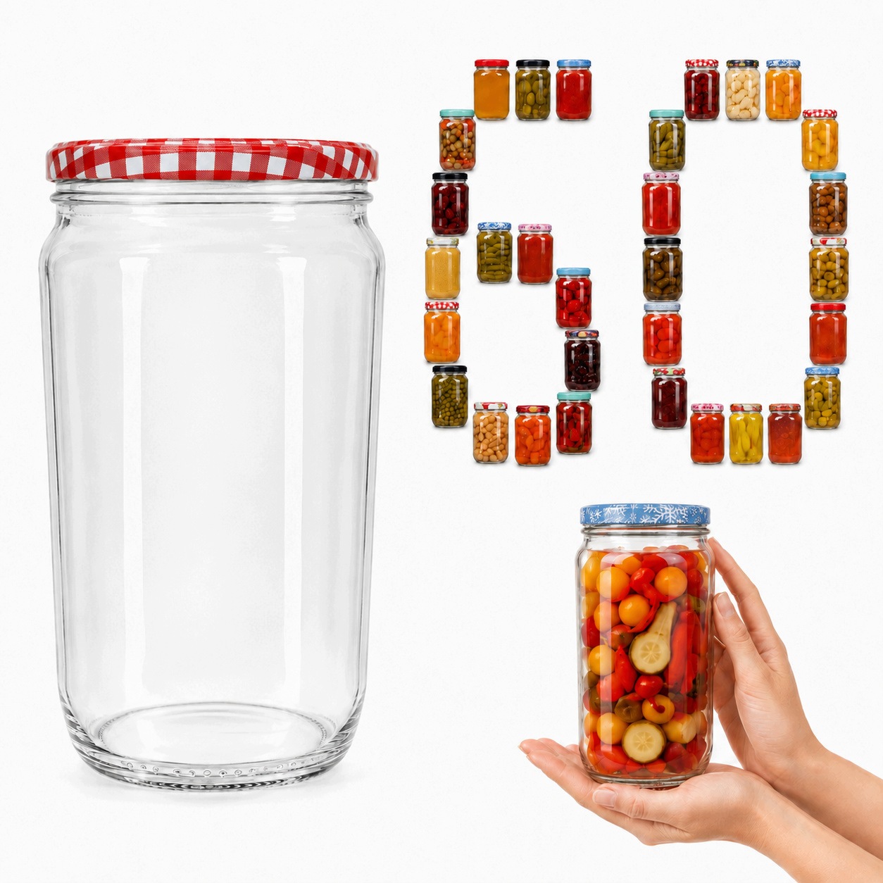 Sklenice 720 ml 60 ks na zavařování zavařovací sklenice na okurky, siláž, kompot fi 82