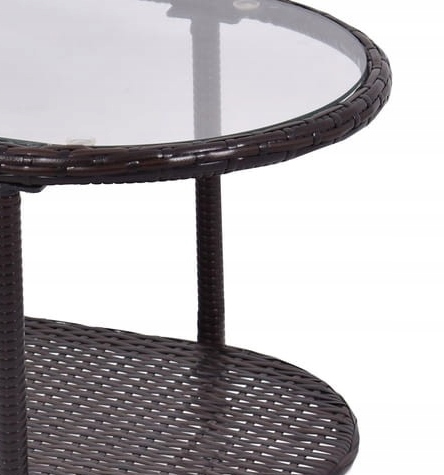 STÓŁ OGRODOWY BALKONOWY TARASOWY PATIO RATTANOWY Z PÓŁKĄ SZKLANY BLAT Kod producenta SORENTO