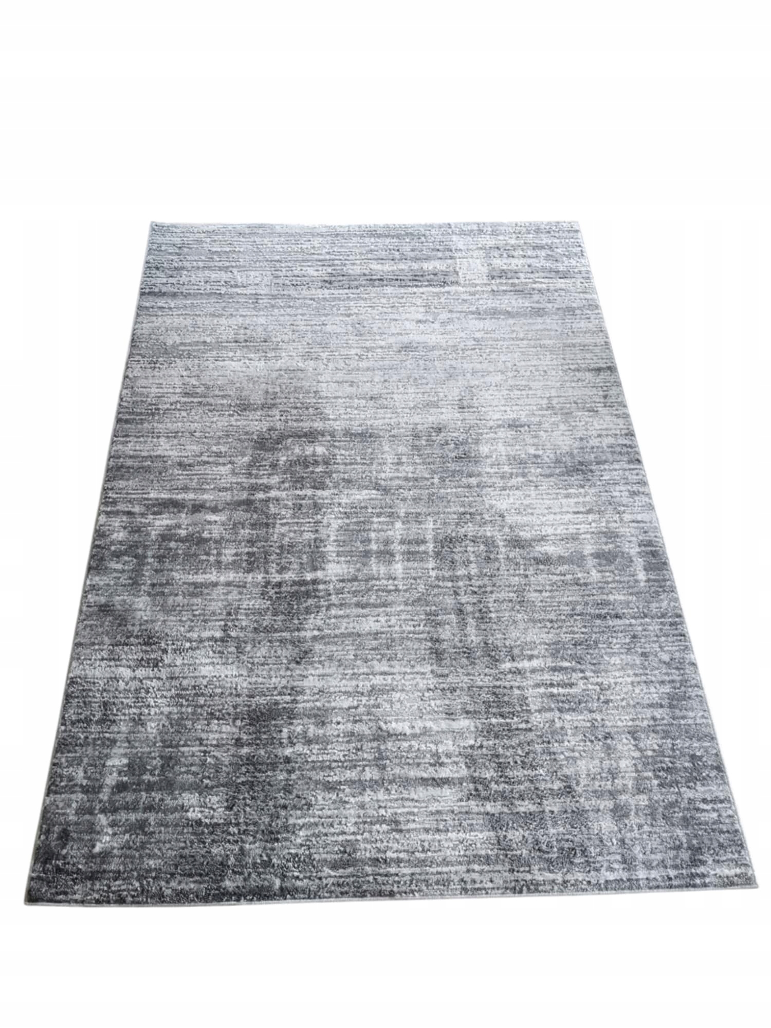 Plyšový koberec do obývačky 133x190, sivý, krémový, betón mramor, mäkký