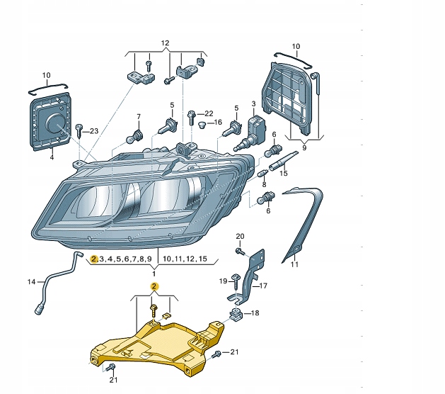SLIZG ПРАВИЙ КРІПЛЕННЯ ФАРИ AUDI Q5r0941454a +SRUBY