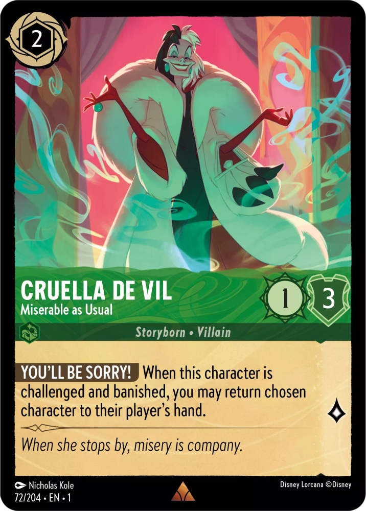 Disney Lorcana Cruella de Vil, Miserable As Usual 1TFC #72