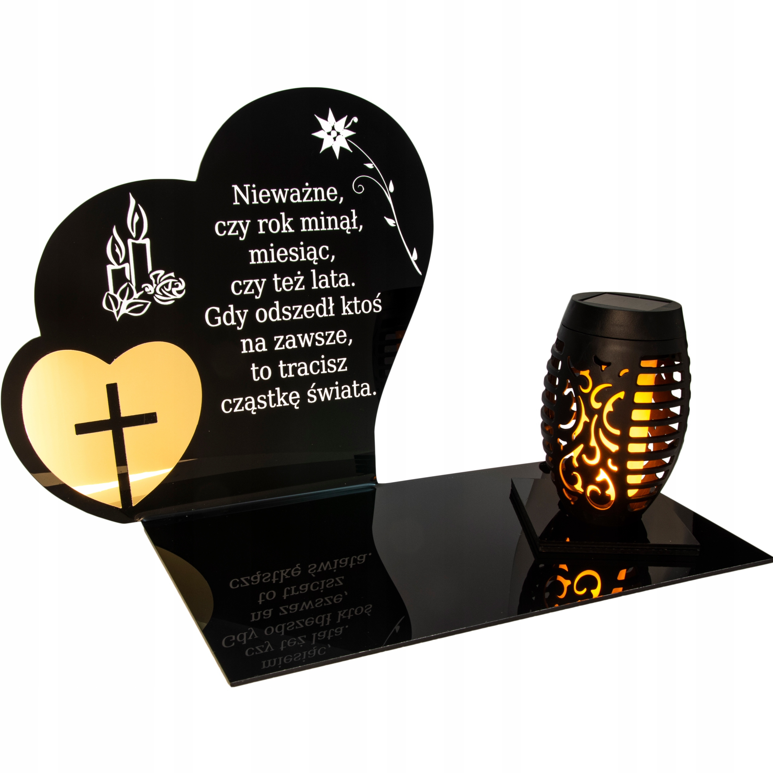 SOLARNY ZNICZ LED STATUETKA SERCE NA CMENTARZ GRÓB DUŻA Marka Decortrend