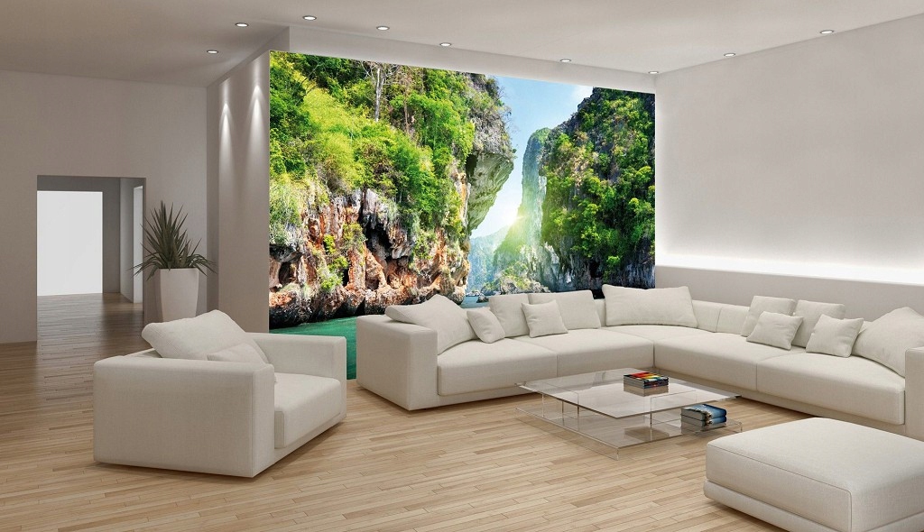 Vinylová fototapeta Modrá laguna a skalní obry 368x280 lepidlo