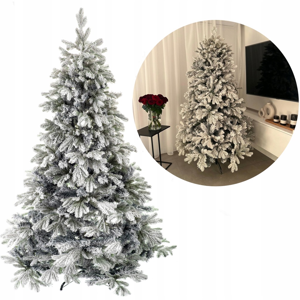 Hustý biely umelý Vianočný Stromček zasnežený Pe 150 cm sviatky zasnežený sneh