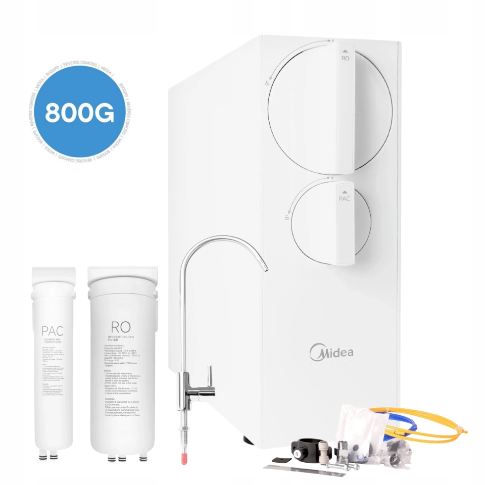 Filtr wody Midea 800 Gpd filtr odwróconej osmozy bezzbiornikowy