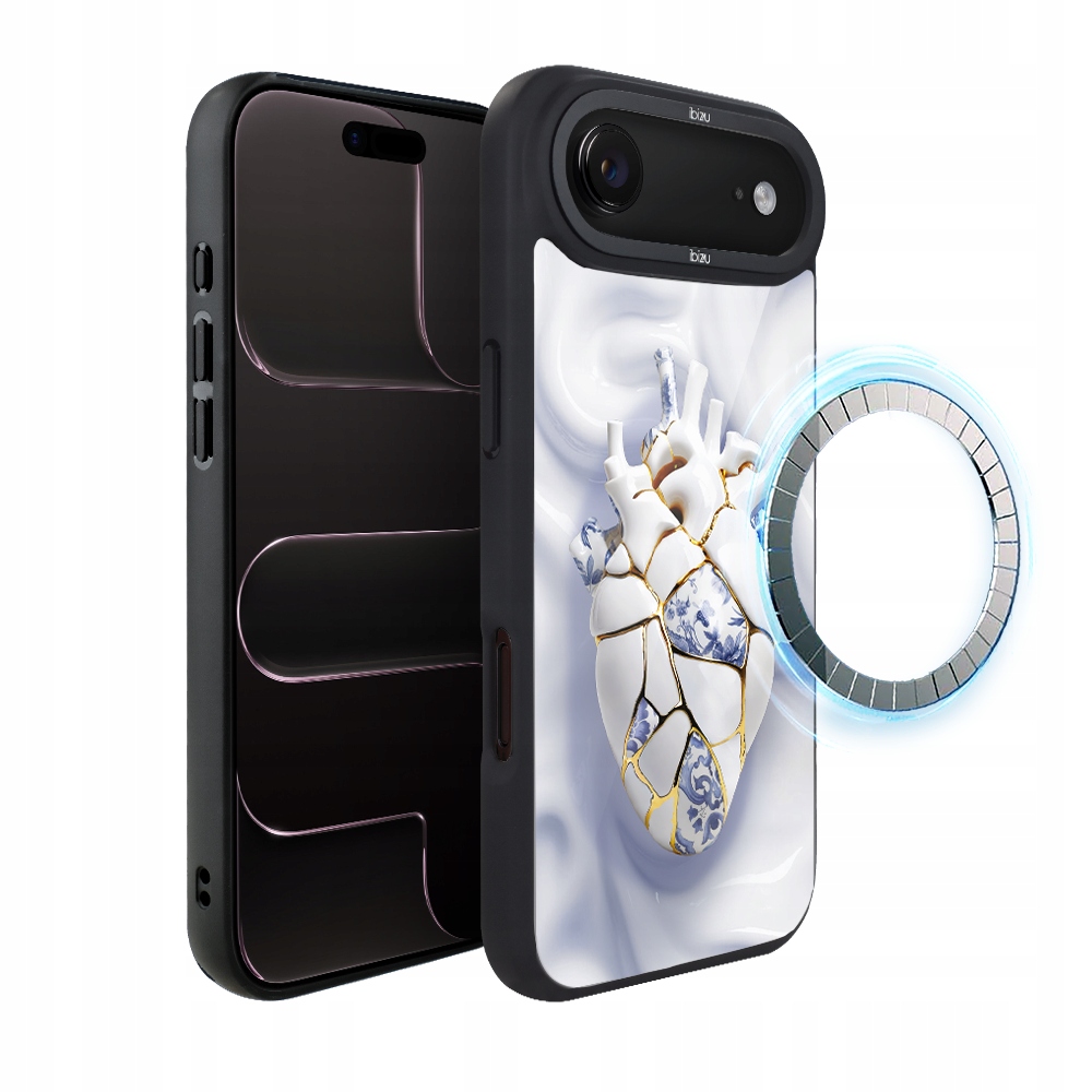 Pouzdro pro iPhone Air Ibizu DropGuard Matt s MagSafe, porcelánové srdce